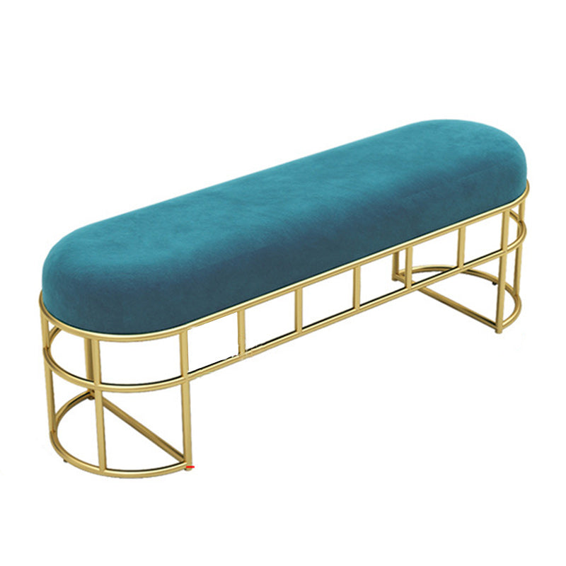 13.8" Wide Modern Seating Bench Solid Color Oval Entryway Bench