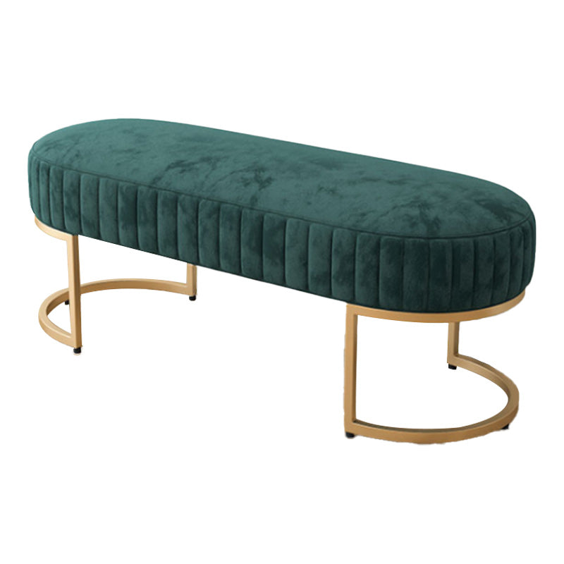 Glam Oval Bench with Legs Velvet Foam Solid Color Bench for Bedroom