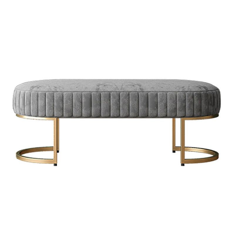 Glam Oval Bench with Legs Velvet Foam Solid Color Bench for Bedroom