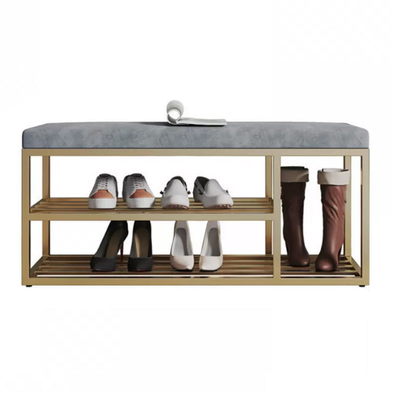 11.8 Inch Wide Glam Entryway Bench Metal Bench with Cushioned