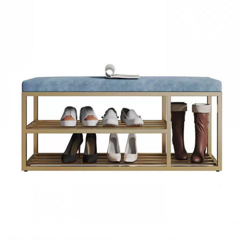 11.8 Inch Wide Glam Entryway Bench Metal Bench with Cushioned