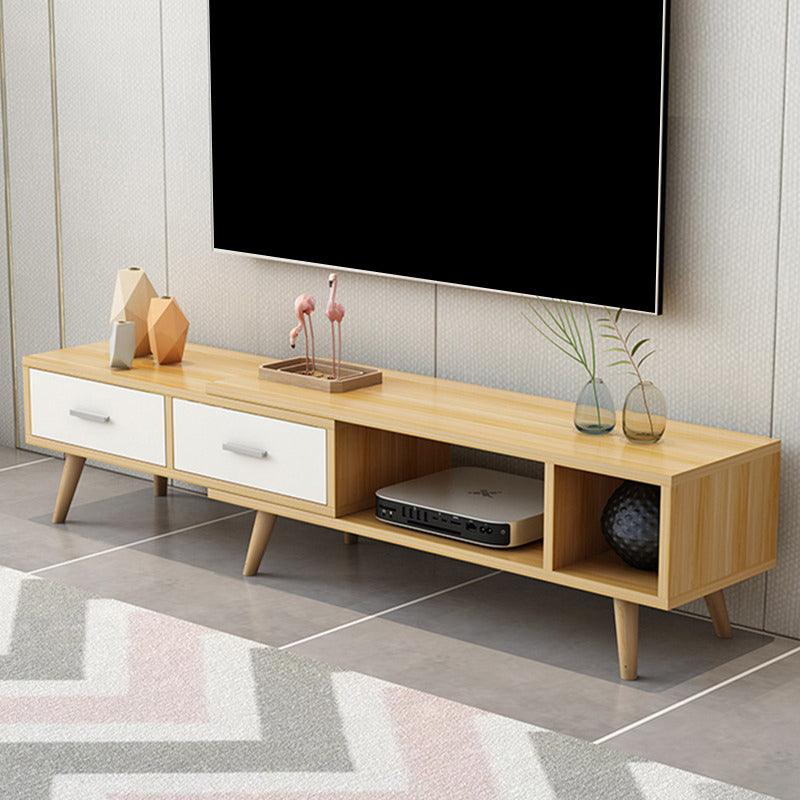 Scandinavian Style Wood TV Stand Enclosed Storage Stand Console with Drawers