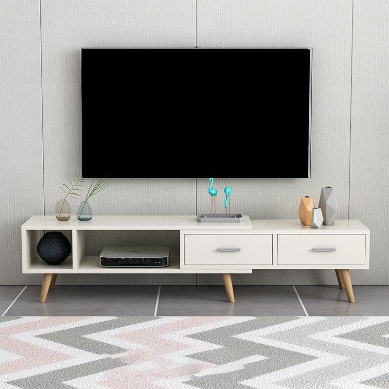 Scandinavian Style Wood TV Stand Enclosed Storage Stand Console with Drawers