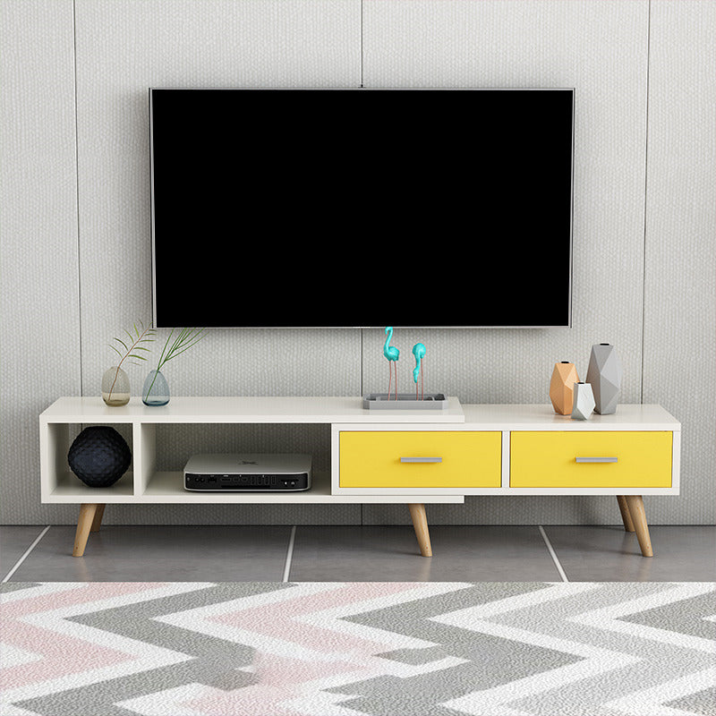 Scandinavian Style Wood TV Stand Enclosed Storage Stand Console with Drawers