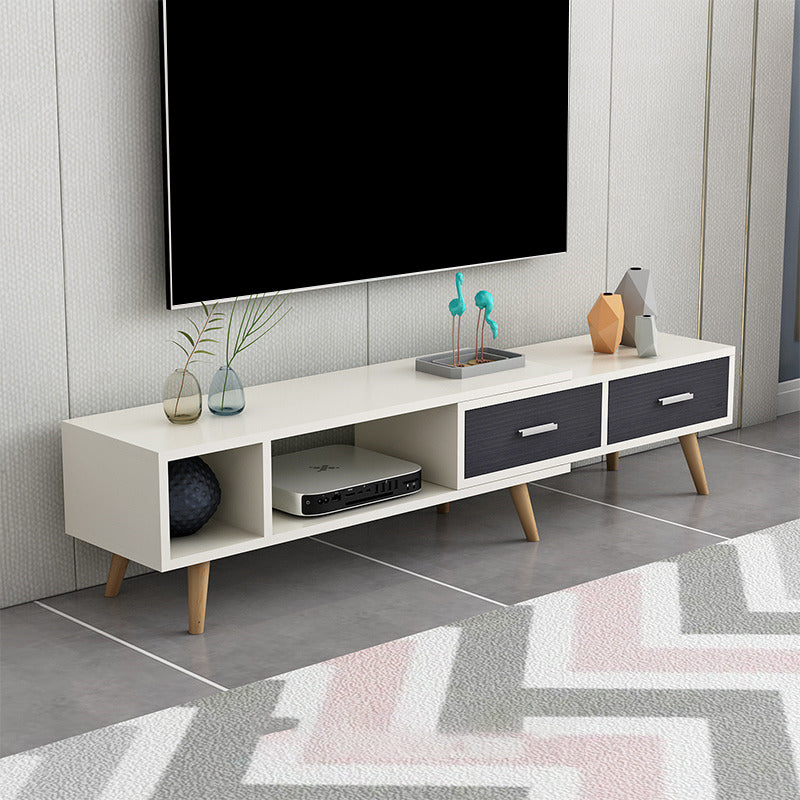 Scandinavian Style Wood TV Stand Enclosed Storage Stand Console with Drawers