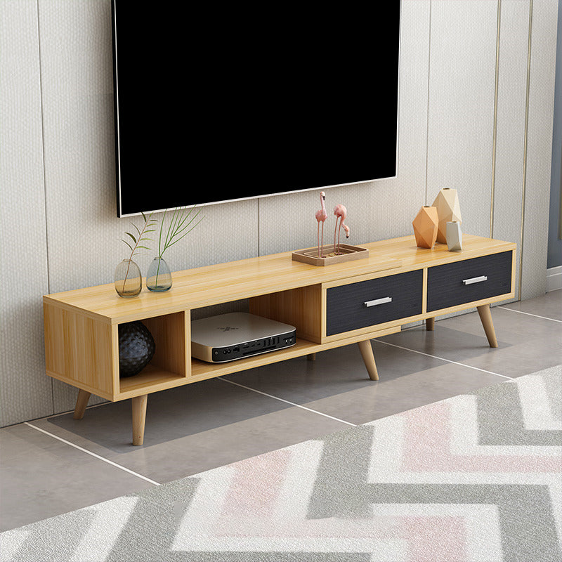 Scandinavian Style Wood TV Stand Enclosed Storage Stand Console with Drawers