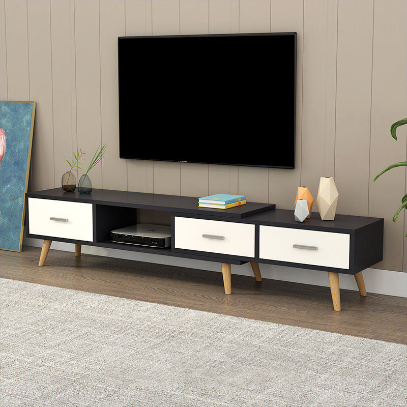 Scandinavian Style Wood TV Stand Enclosed Storage Stand Console with Drawers