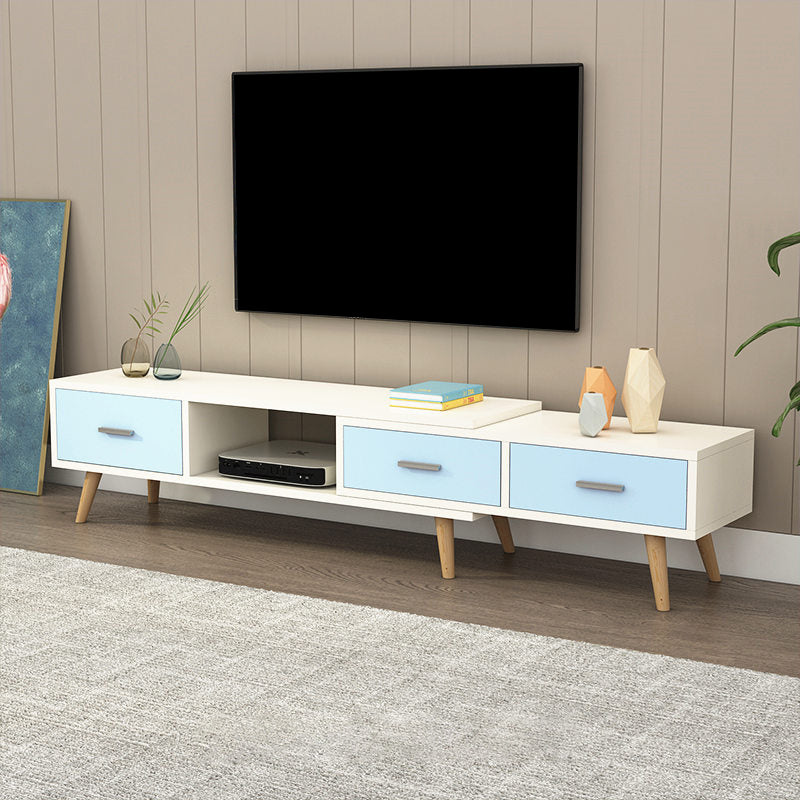 Scandinavian Style Wood TV Stand Enclosed Storage Stand Console with Drawers