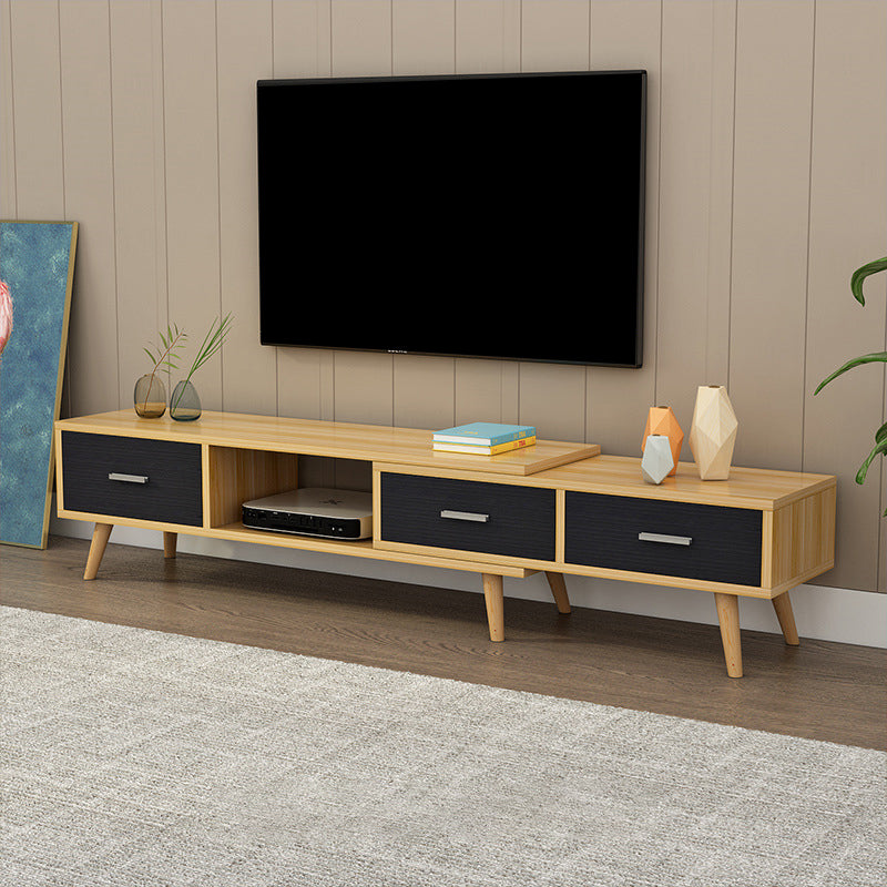 Scandinavian Style Wood TV Stand Enclosed Storage Stand Console with Drawers