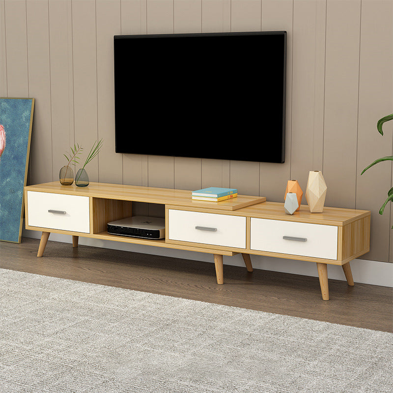 Scandinavian Style Wood TV Stand Enclosed Storage Stand Console with Drawers