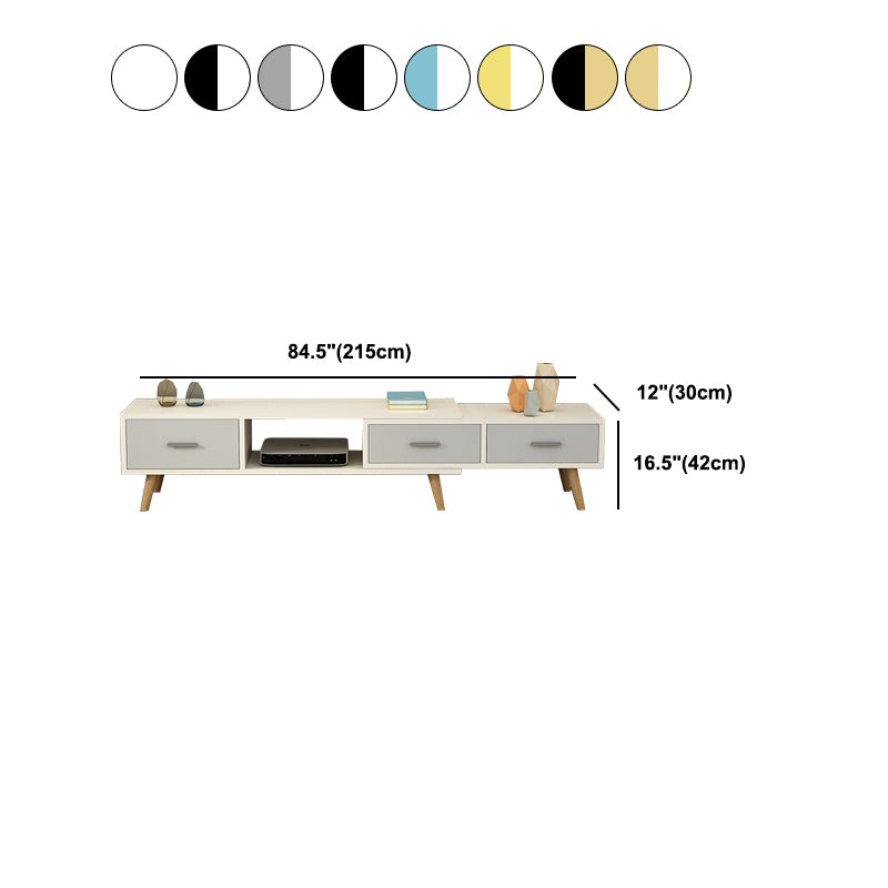 Scandinavian Style Wood TV Stand Enclosed Storage Stand Console with Drawers