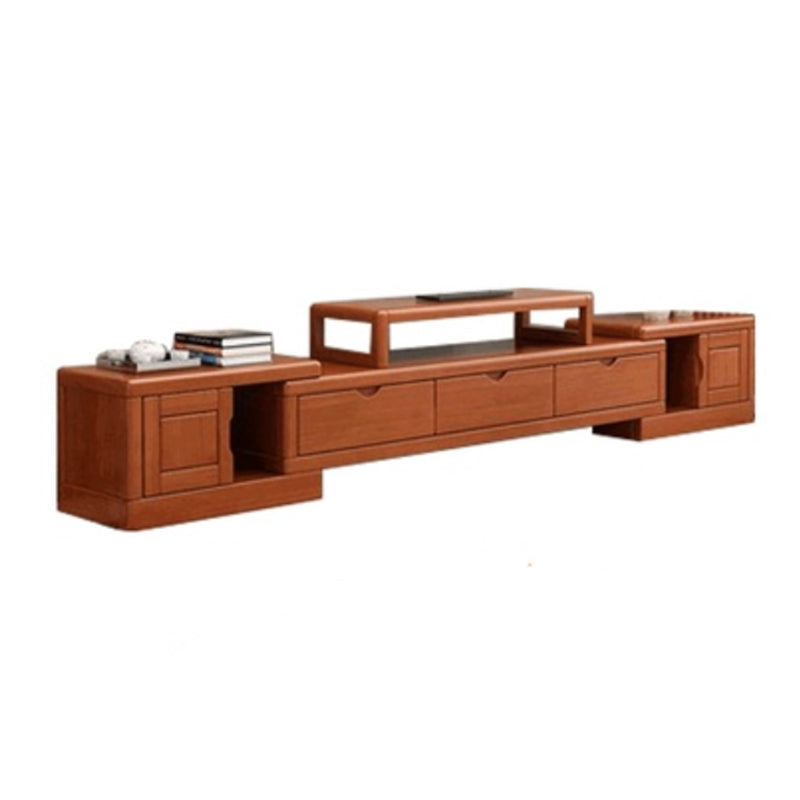 Traditional TV Media Stand with Drawers Rubberwood TV Stand Console