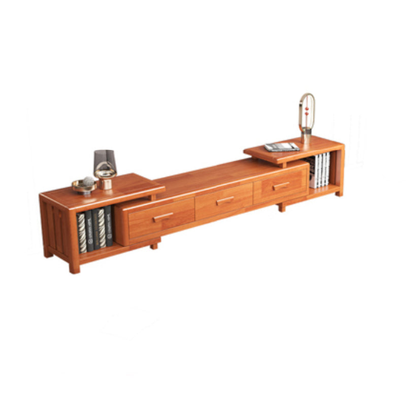 Traditional TV Media Stand with Drawers Rubberwood TV Stand Console