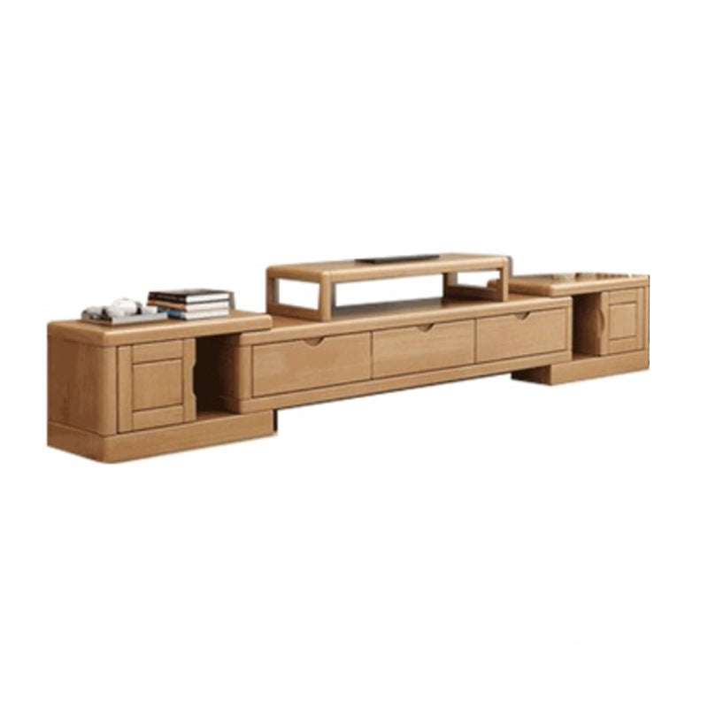 Traditional TV Media Stand with Drawers Rubberwood TV Stand Console