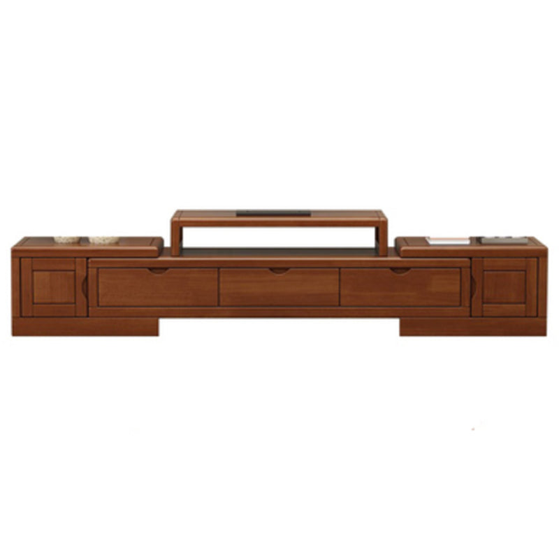 Traditional TV Media Stand with Drawers Rubberwood TV Stand Console