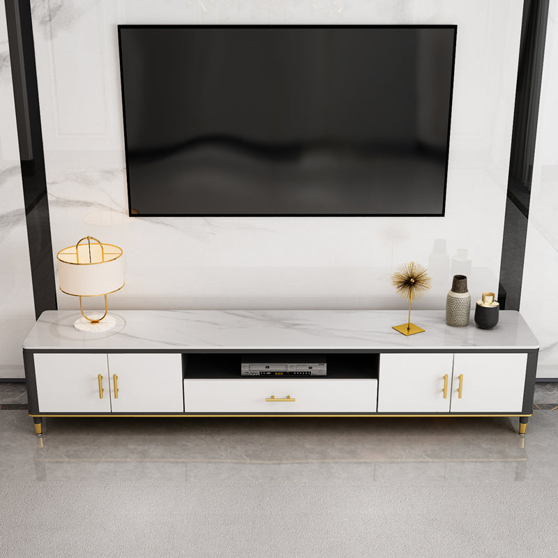 17.72"H TV Stand Glam Style White TV Console with 1 Drawer for Living Room