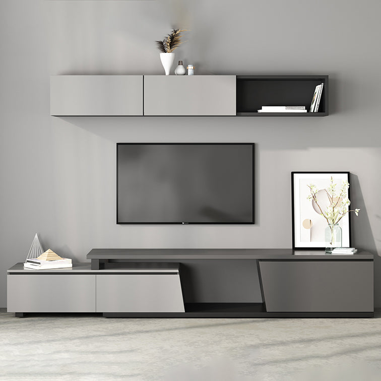 Contemporary 70" / 90" Corner TV Stand , Engineered Wood TV Cabinet in Grey