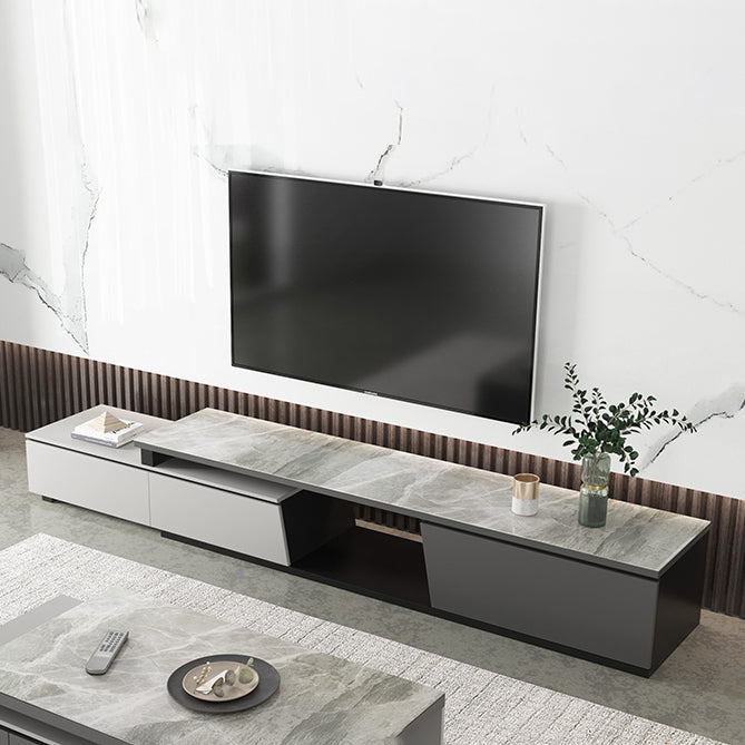 Contemporary 70" / 90" Corner TV Stand , Engineered Wood TV Cabinet in Grey