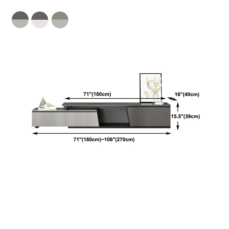 Contemporary 70" / 90" Corner TV Stand , Engineered Wood TV Cabinet in Grey