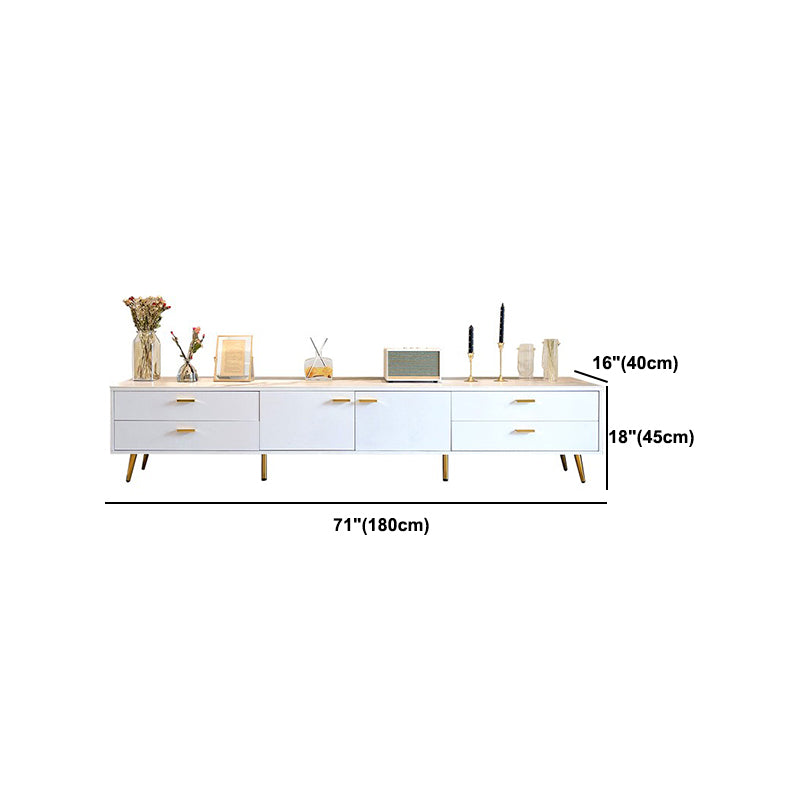 17.72"H TV Stand Glam Style White TV Console with 4 Drawers for Living Room