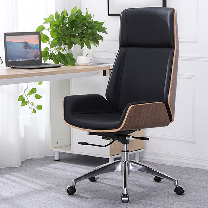 Faux Leather Adjustable Task Chair Silver Metal Base Contemporary Office Chair