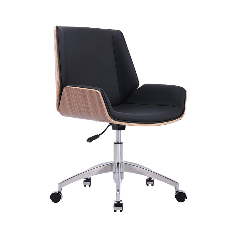 Faux Leather Adjustable Task Chair Silver Metal Base Contemporary Office Chair