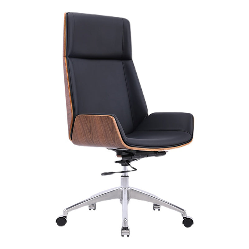 Faux Leather Adjustable Task Chair Silver Metal Base Contemporary Office Chair