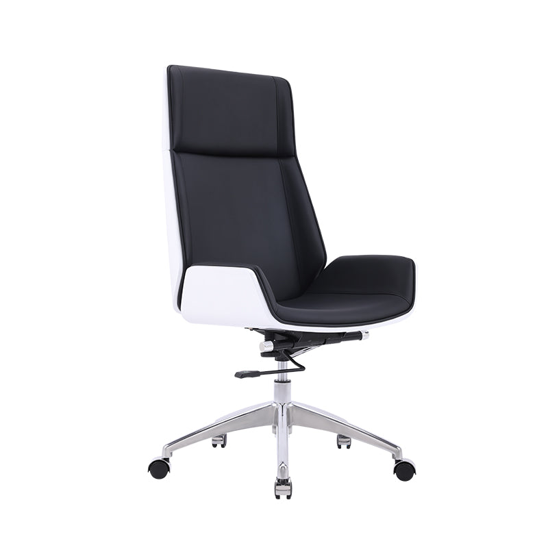 Faux Leather Adjustable Task Chair Silver Metal Base Contemporary Office Chair