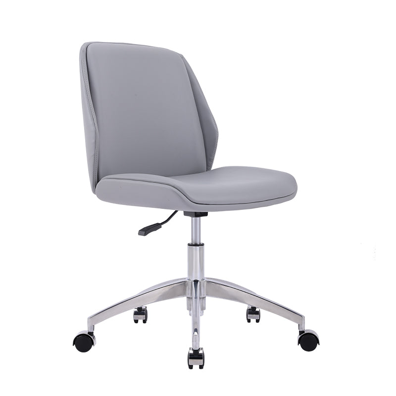 Faux Leather Adjustable Task Chair Silver Metal Base Contemporary Office Chair