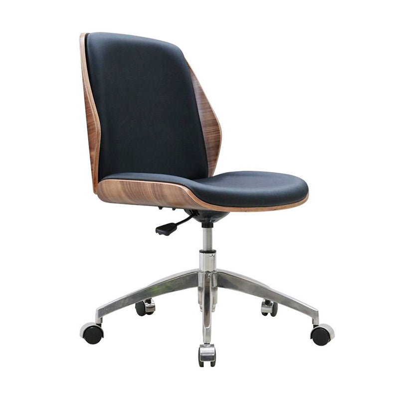 Faux Leather Adjustable Task Chair Silver Metal Base Contemporary Office Chair