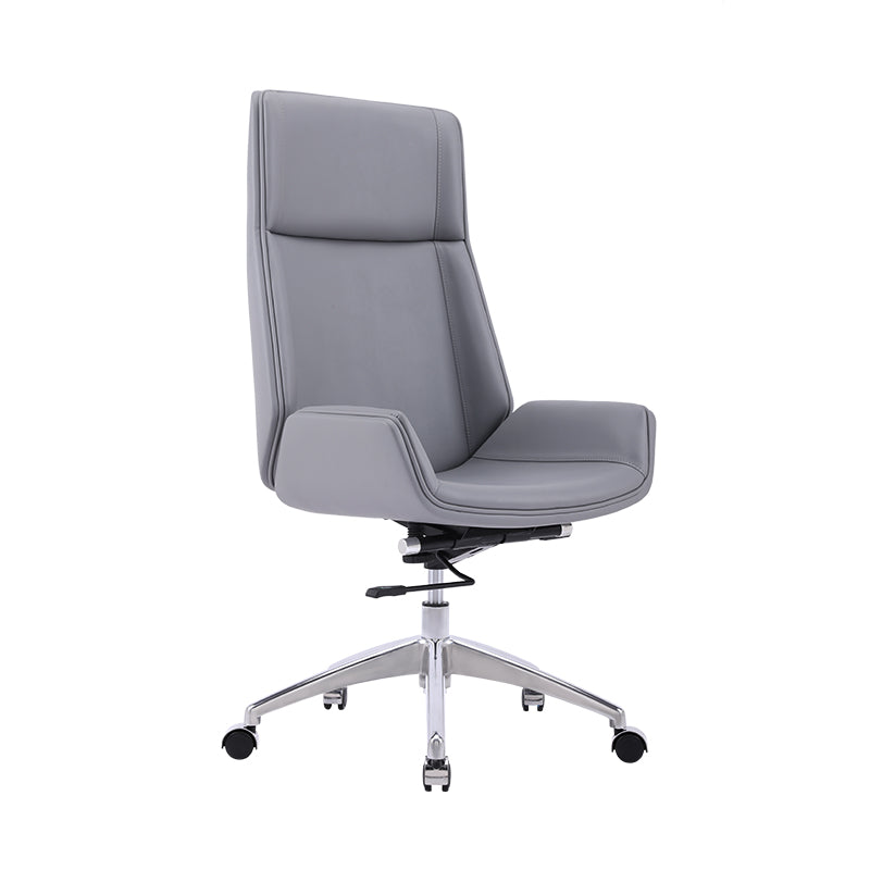 Faux Leather Adjustable Task Chair Silver Metal Base Contemporary Office Chair