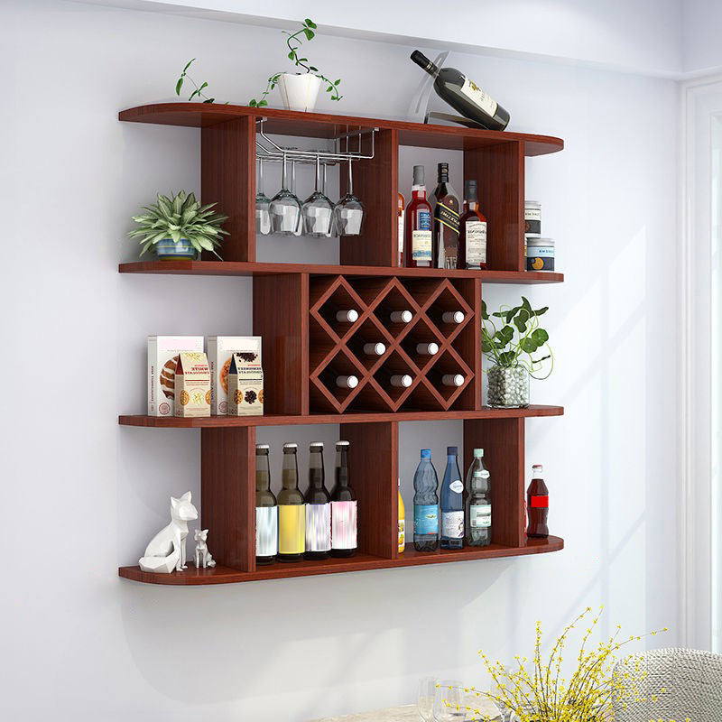 Manufactured Wood Wine Glass Stemware Rack Holder Modern Wall Mounted Wine Shelf