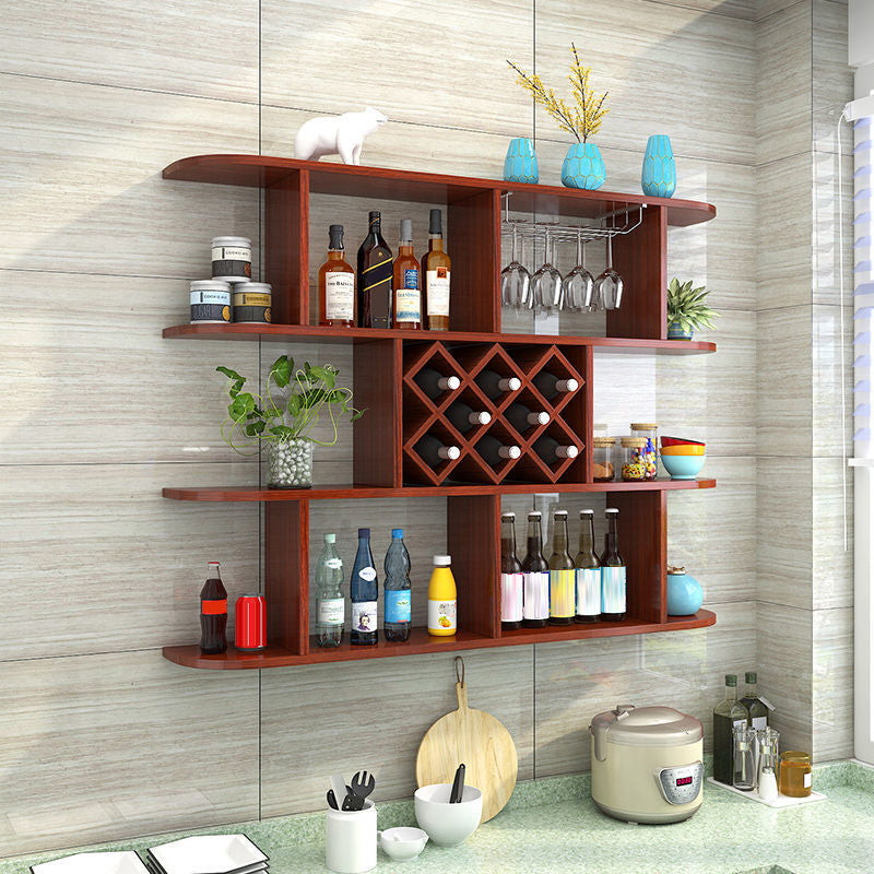 Manufactured Wood Wine Glass Stemware Rack Holder Modern Wall Mounted Wine Shelf