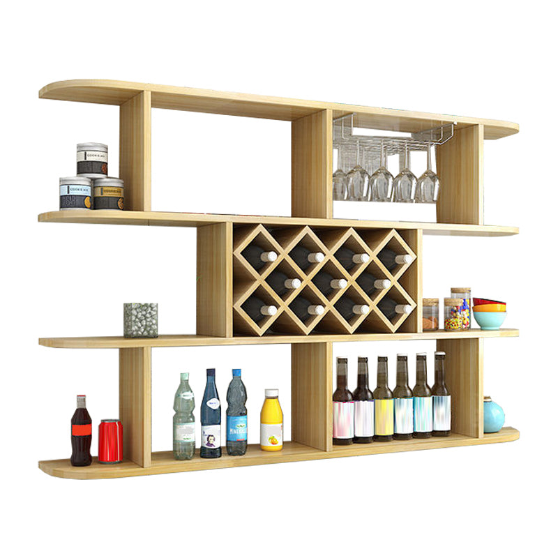 Manufactured Wood Wine Glass Stemware Rack Holder Modern Wall Mounted Wine Shelf