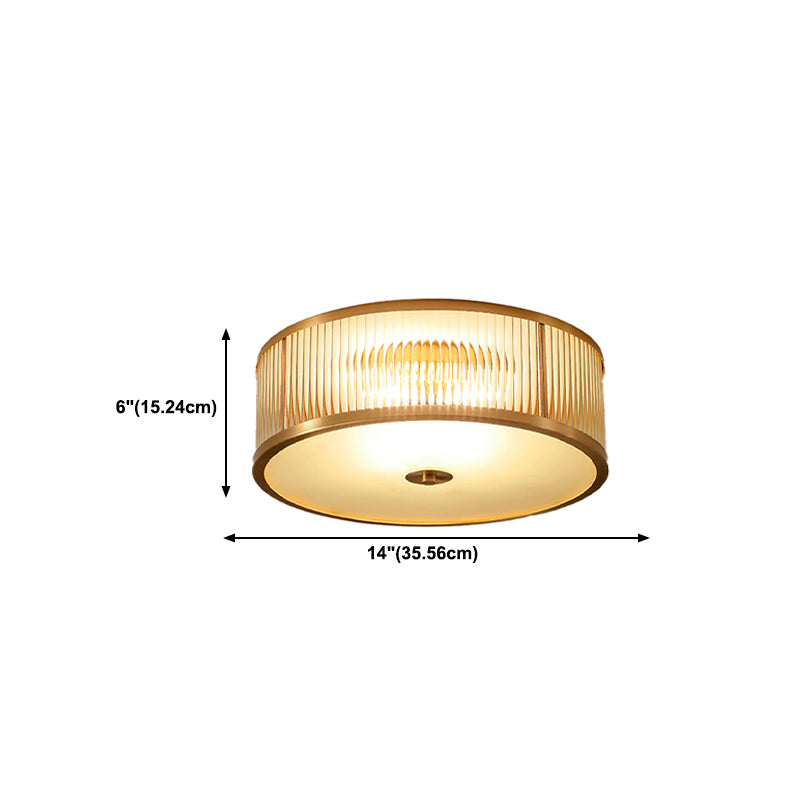 American Style Ceiling Light Cylinder Shape Ceiling Lamp with Glass Shade for Bedroom