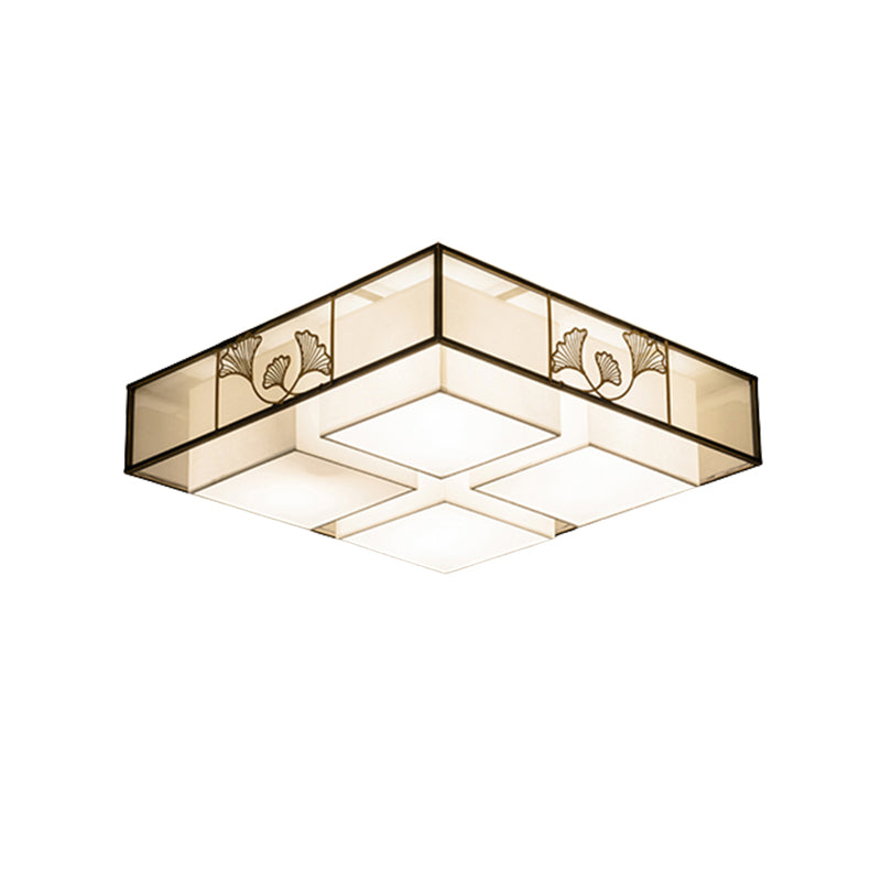 New Chinese Style Ceiling Lamp Geometry Shape Ceiling Light with Fabric Shade for Bedroom