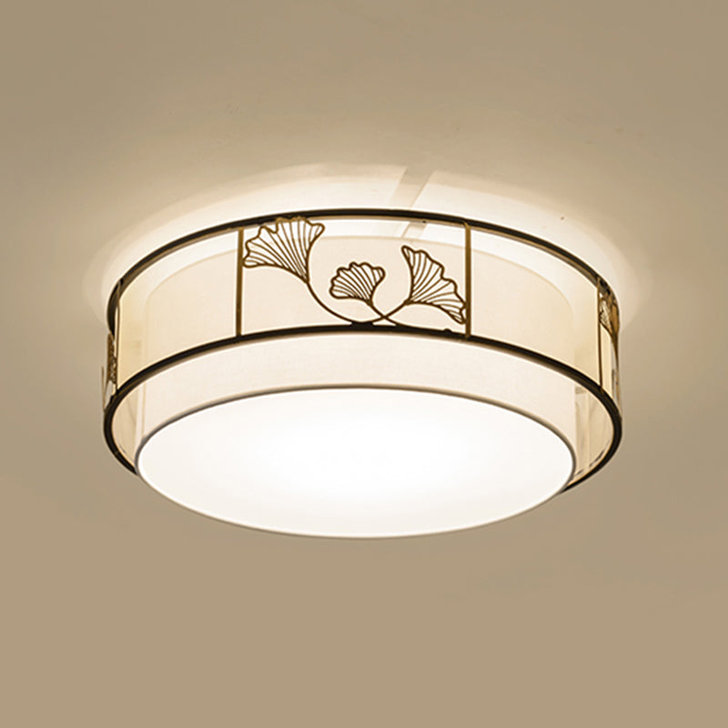 New Chinese Style Ceiling Lamp Geometry Shape Ceiling Light with Fabric Shade for Bedroom