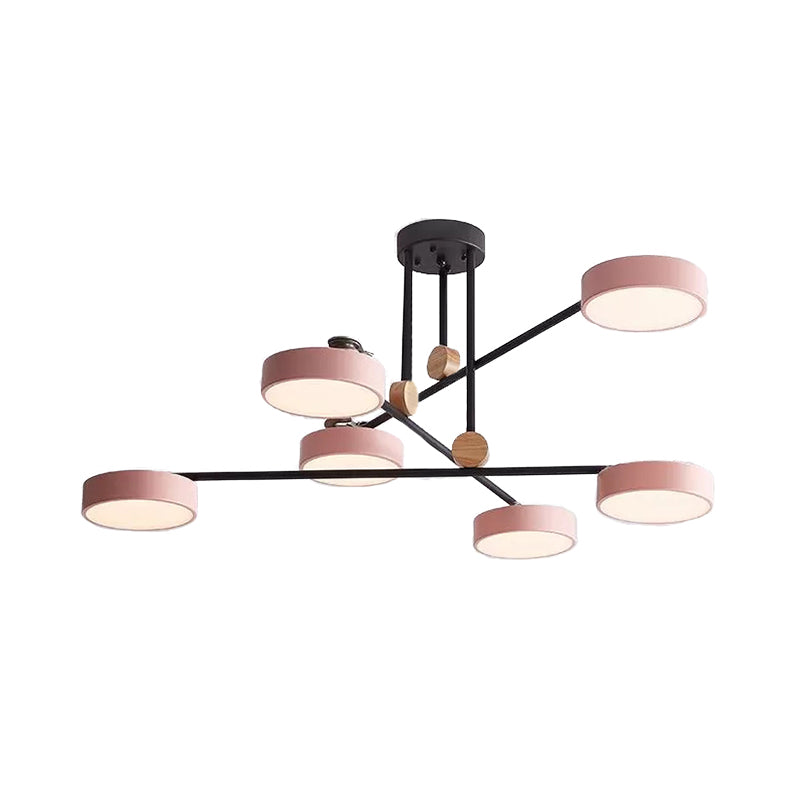 Chandelier empilé macaron avec une lumière rond en acrylique à 6 feuilles de lumière pour le café