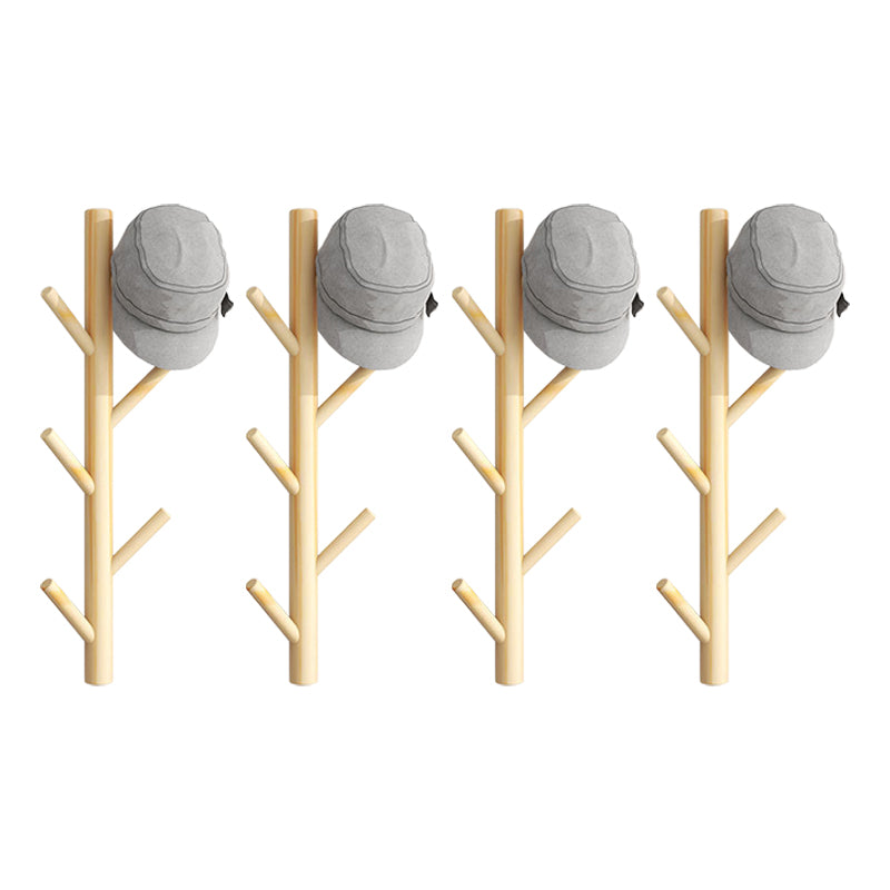 Modern Nordic Coat Hanger Wooden Entryway Kit Wall-Mounted Coat Rack Hooks