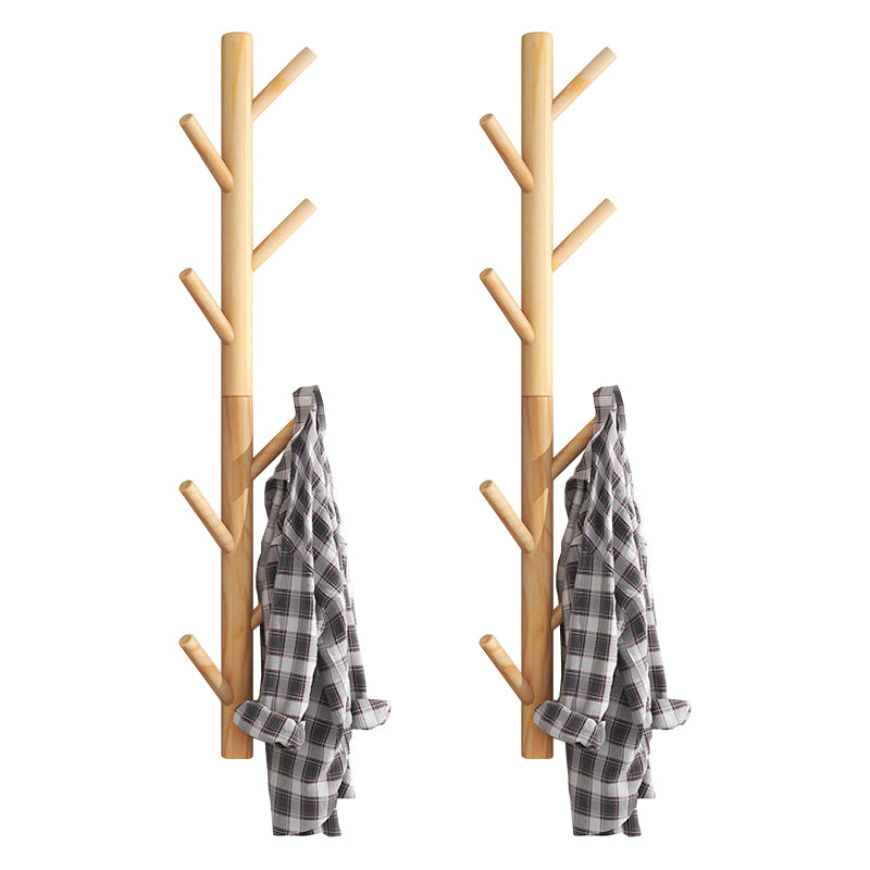 Modern Nordic Coat Hanger Wooden Entryway Kit Wall-Mounted Coat Rack Hooks