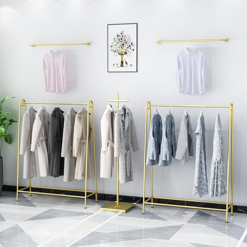 Metal Modern Coat Hanger Hanging Rail Coat Rack Entryway Kit in Gold