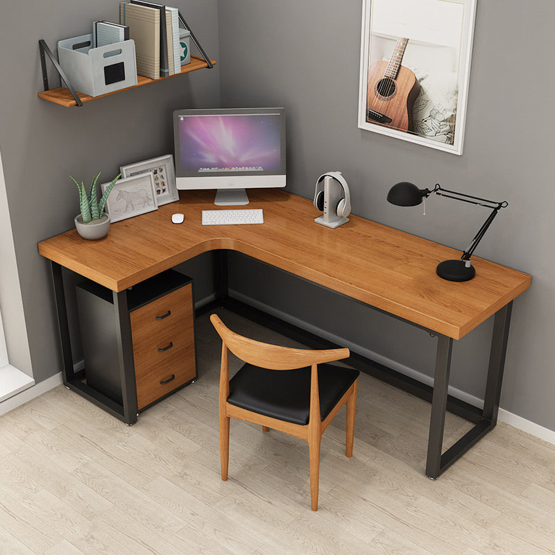 L-Shape Fixed Writing Table Industrial Office Desk of Solid Wood