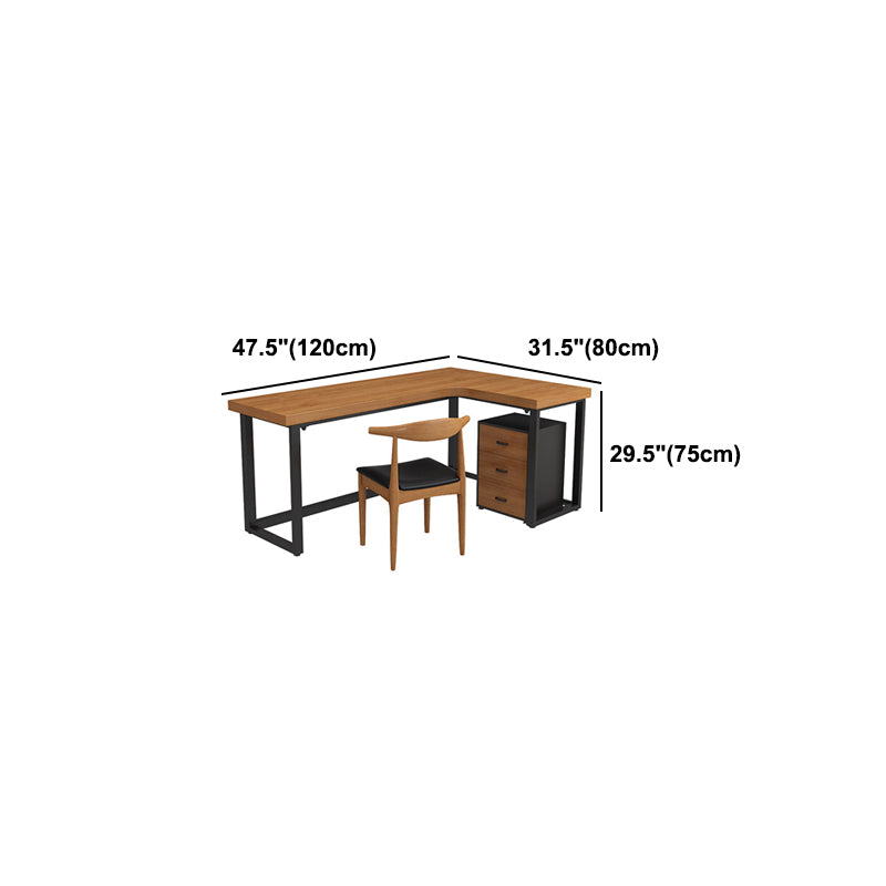 L-Shape Fixed Writing Table Industrial Office Desk of Solid Wood