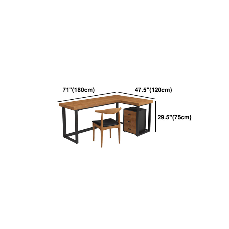 L-Shape Fixed Writing Table Industrial Office Desk of Solid Wood