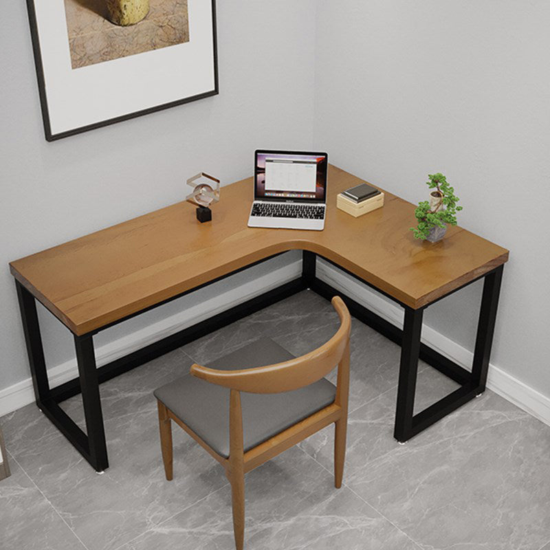 L-Shape Office Table Industrial Writing Desk with H-Shape Base