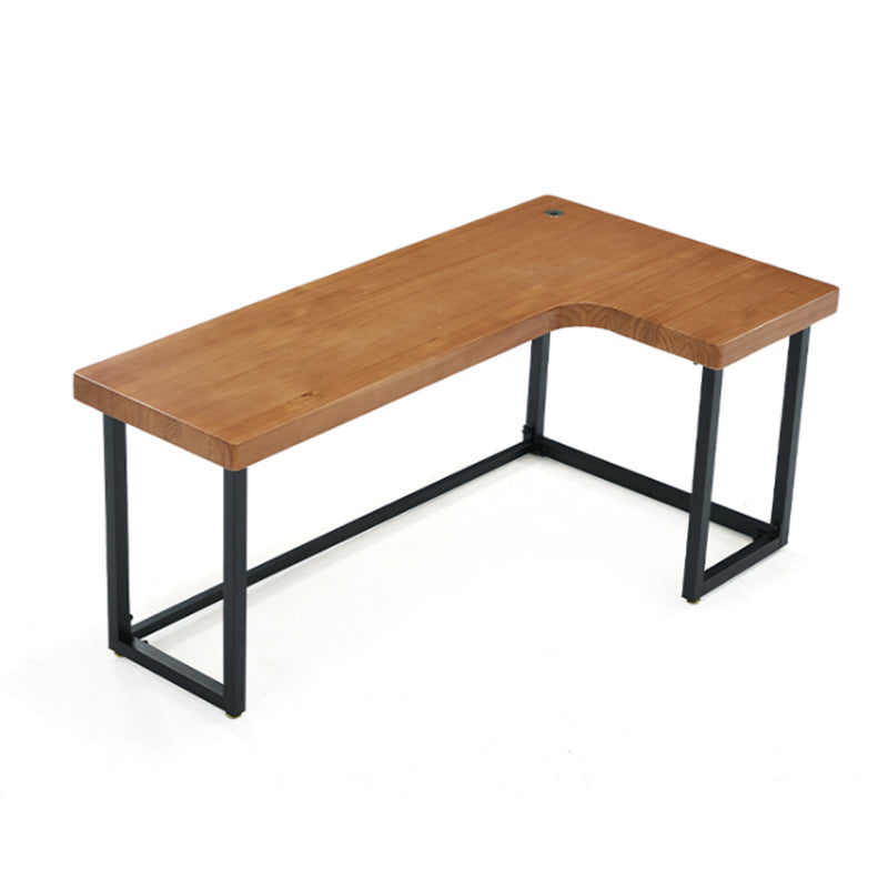 L-Shape Office Table Industrial Writing Desk with H-Shape Base