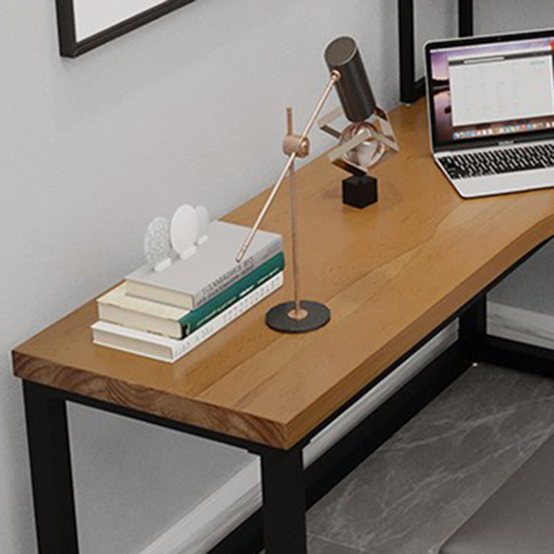 L-Shape Office Table Industrial Writing Desk with H-Shape Base