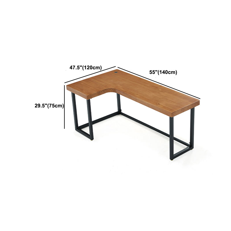 L-Shape Office Table Industrial Writing Desk with H-Shape Base