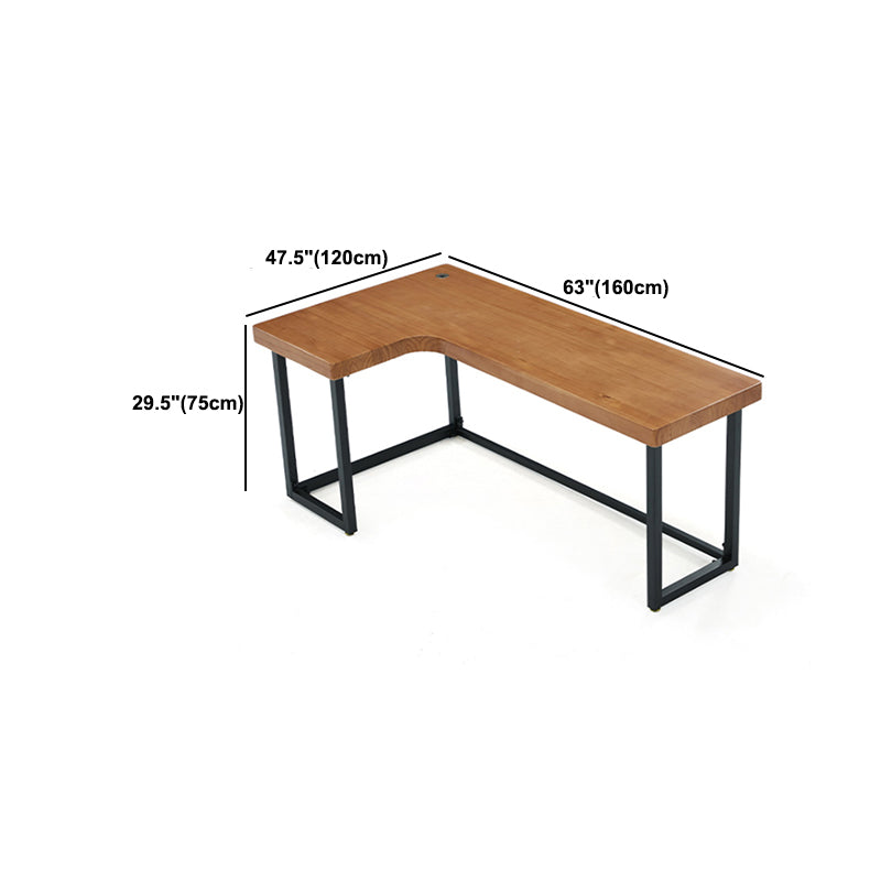 L-Shape Office Table Industrial Writing Desk with H-Shape Base