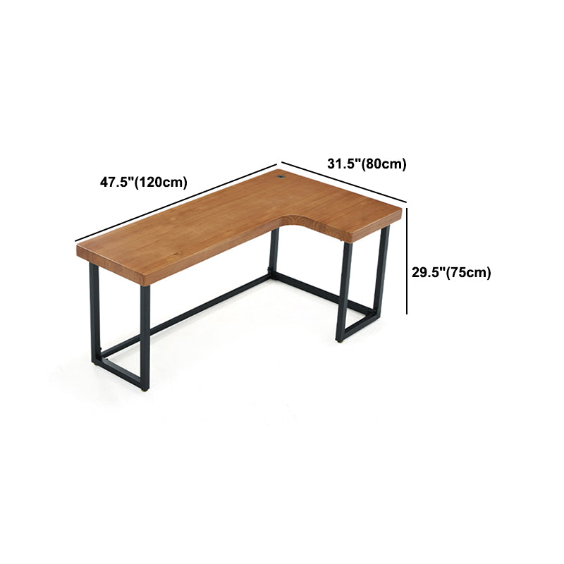 L-Shape Office Table Industrial Writing Desk with H-Shape Base